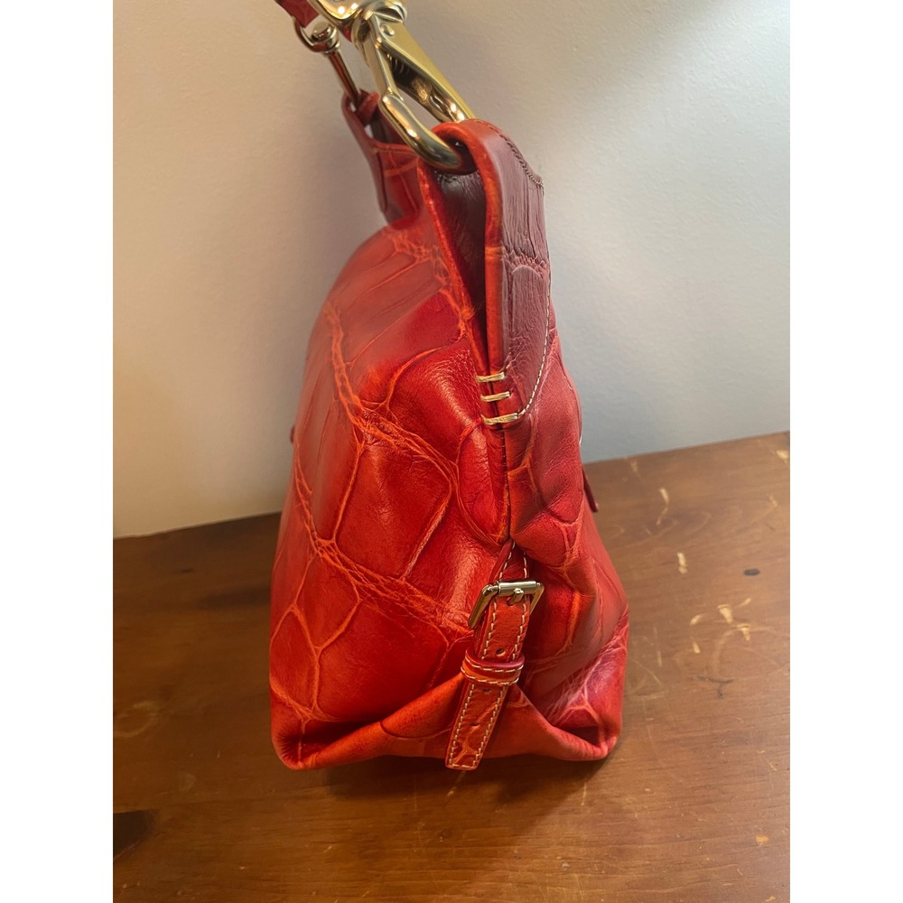 Dooney & Bourke Red Croc-Embossed Leather Shoulder Bag - Picture 4 of 11